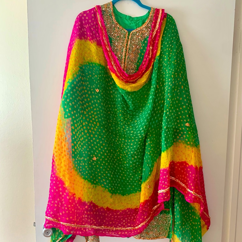 Indian Pakistani party 3 piece dress salwar kameez brand new chunri chiffon